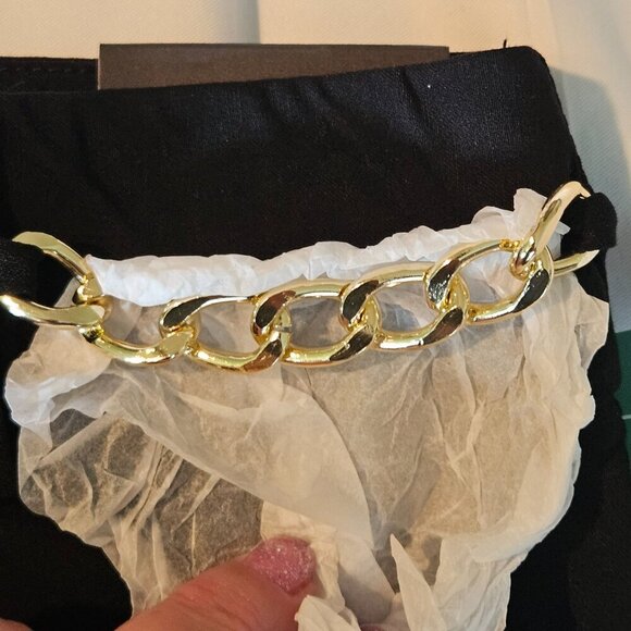 Maurices NWT mini skirt gold front chains zipper back with slit size Small - Picture 2 of 7